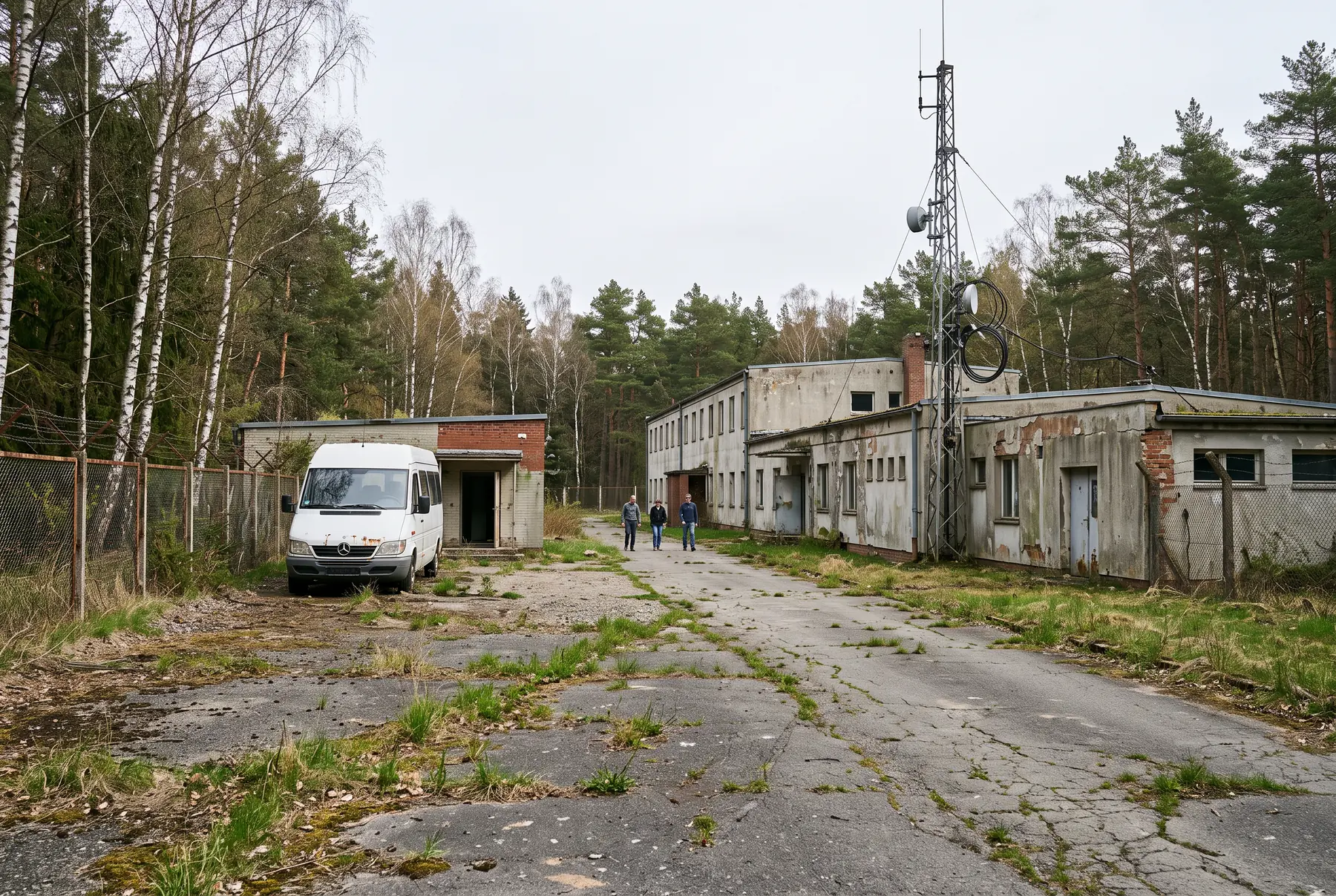 Weg durch das ehemalige Militärgelände bei Tageslicht